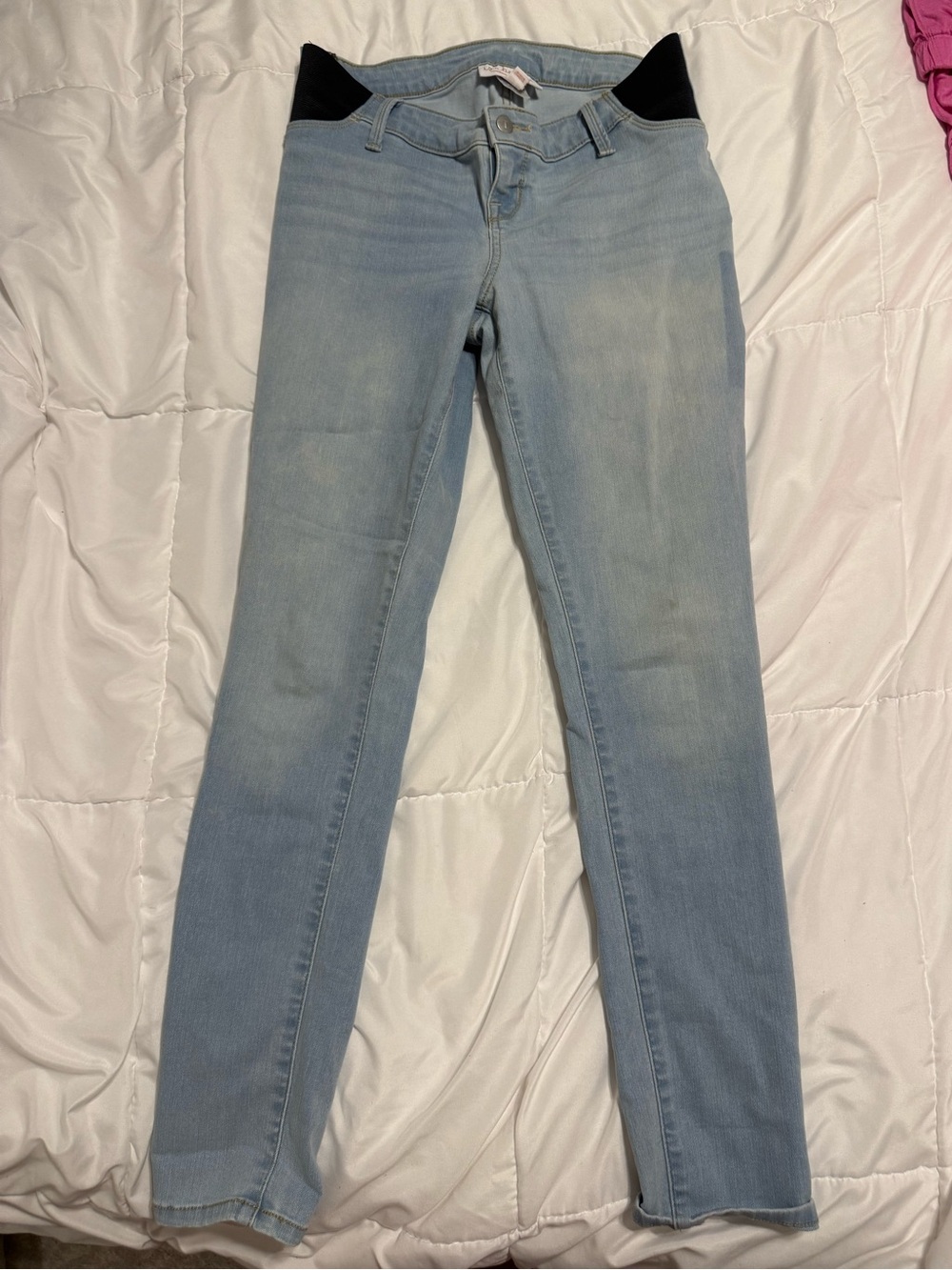 Isabel Maternity by Ingrid & Isabel Light Blue Skinny Jeans with Black Waistband